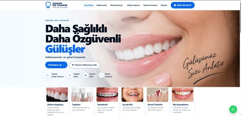 Ankara Diş Tasarım web sitesi görünümü